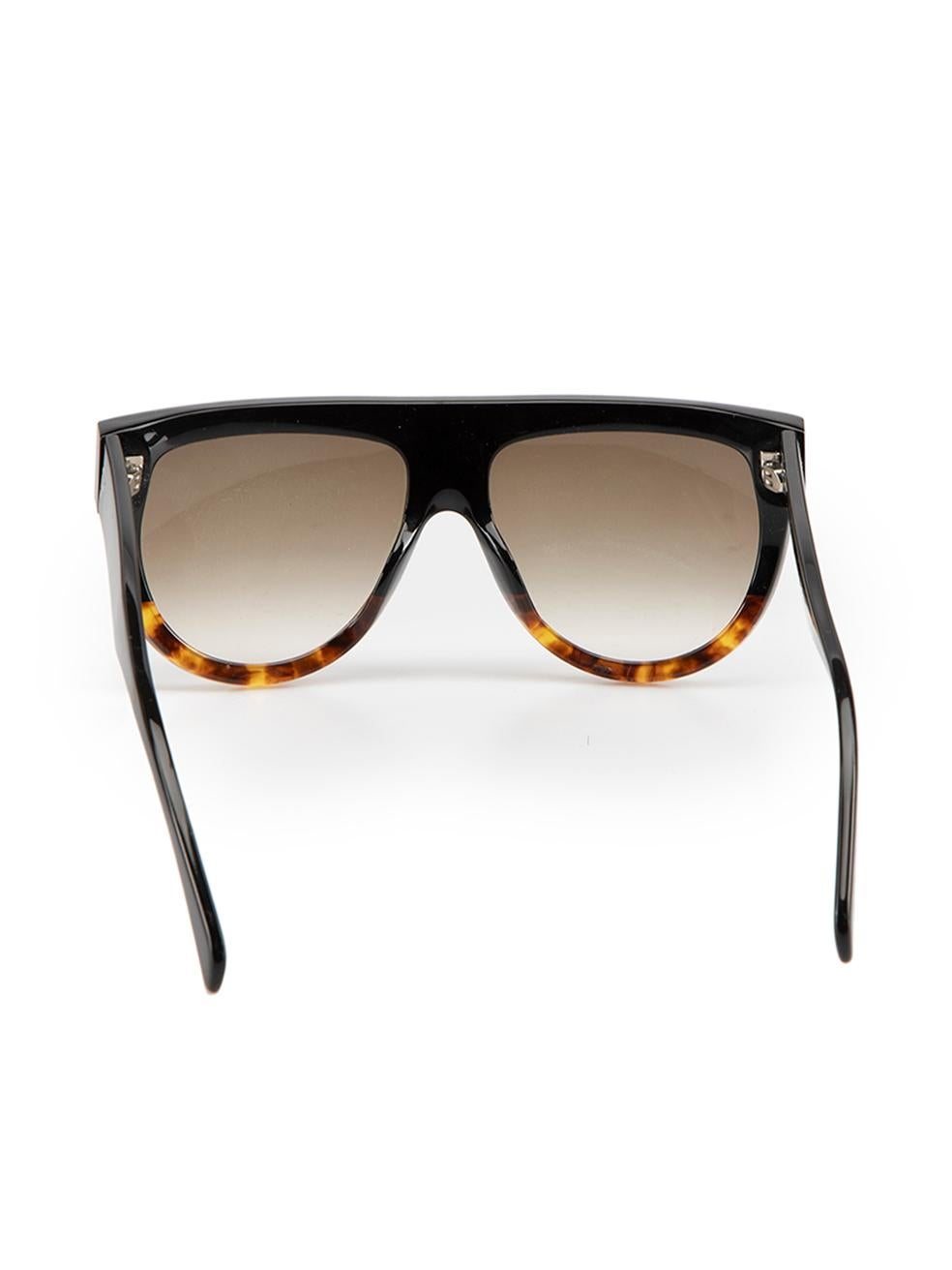 Céline Women's Black & Brown Dark Havana Shadow Sunglasses In Good Condition In London, GB