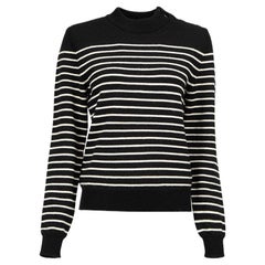 Céline Women's Black & Cream Striped Knit Jumper