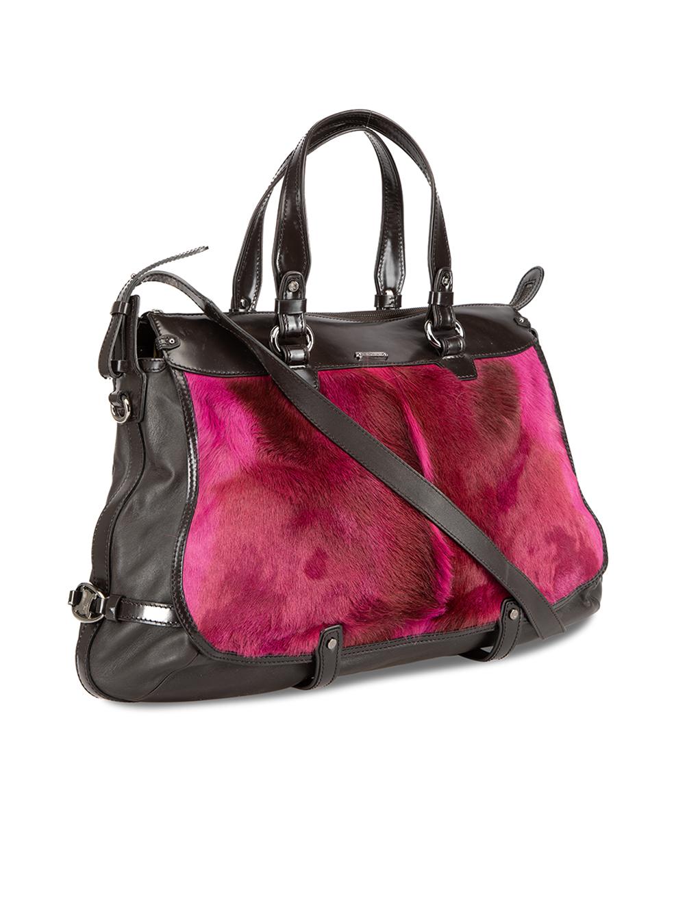 CONDITION is Very good. Minimal wear to bag is evident. Minimal wear to the leather exterior and scuffs can be seen at the bottom and corners of bag on this used Céline designer resale item. 
 
 Details
  Black and pink
 Leather and goat hair
 Large