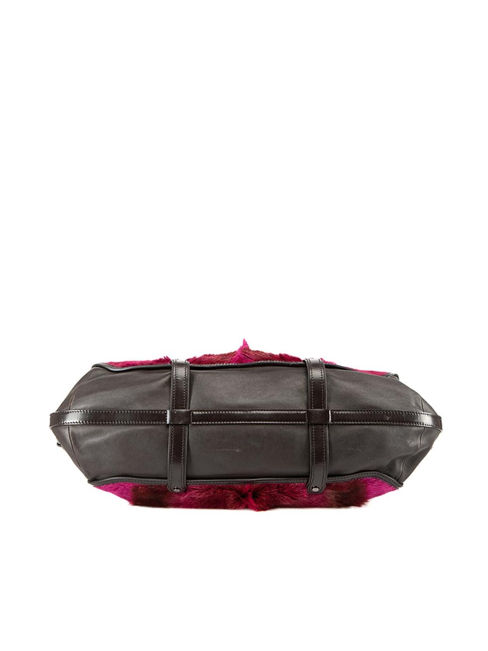Céline Women's Black & Pink Goat Hair Panel Tote Bag 1