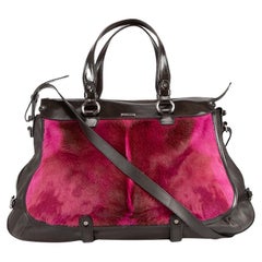 Céline Women's Black & Pink Goat Hair Panel Tote Bag