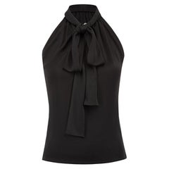Céline Damen Schwarz Pussy Bow Ärmellose Bluse