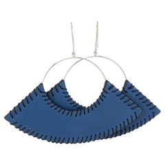 Céline Women's Blue Swing Leather Earrings