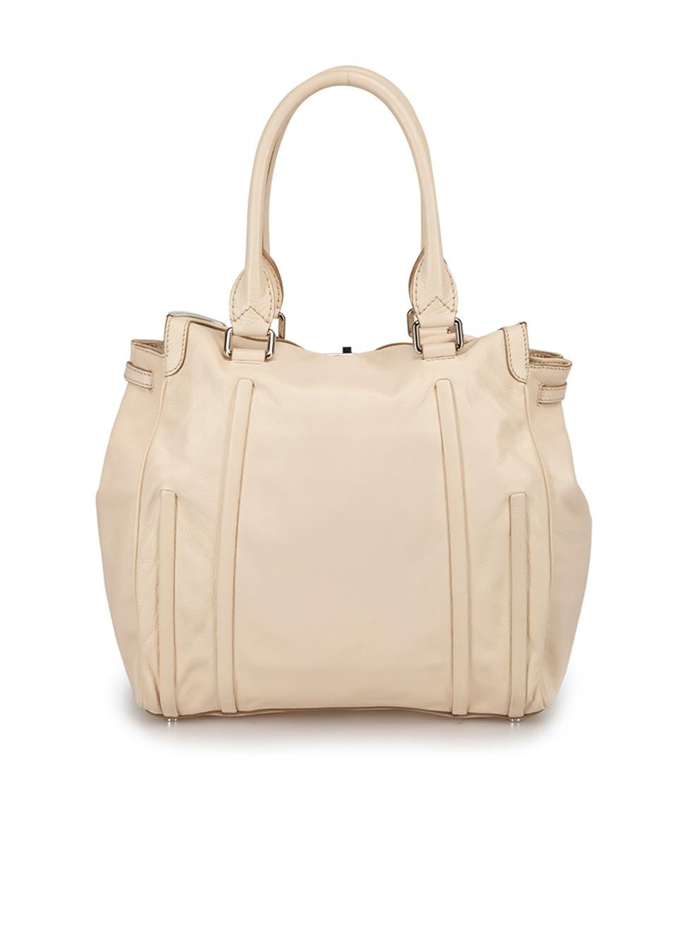 Céline Women's Cream Leather Large Tote Bag In Good Condition In London, GB