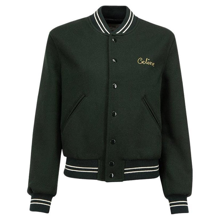 Céline Women's Forest Green Varsity Jacket For Sale at 1stDibs