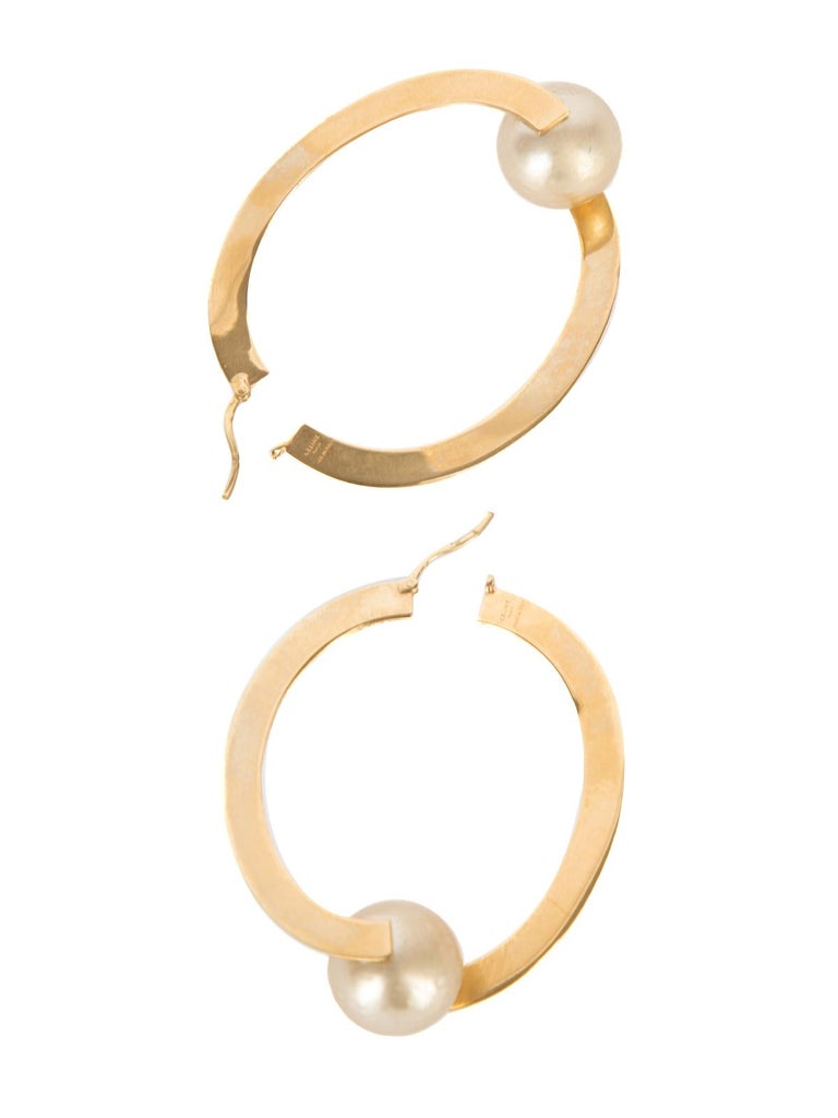 Pendant earrings - Metal, glass pearls & diamantés, gold, pearly white & crystal