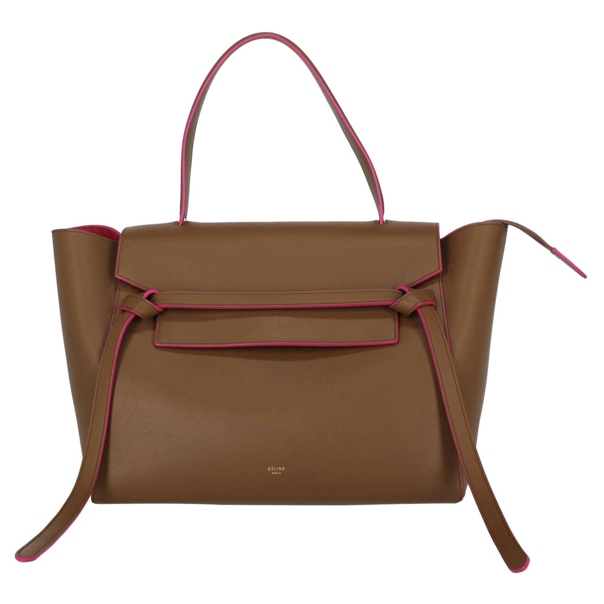 Celine Women's Handbag Belt Bag Brown/Pink Leather For Sale