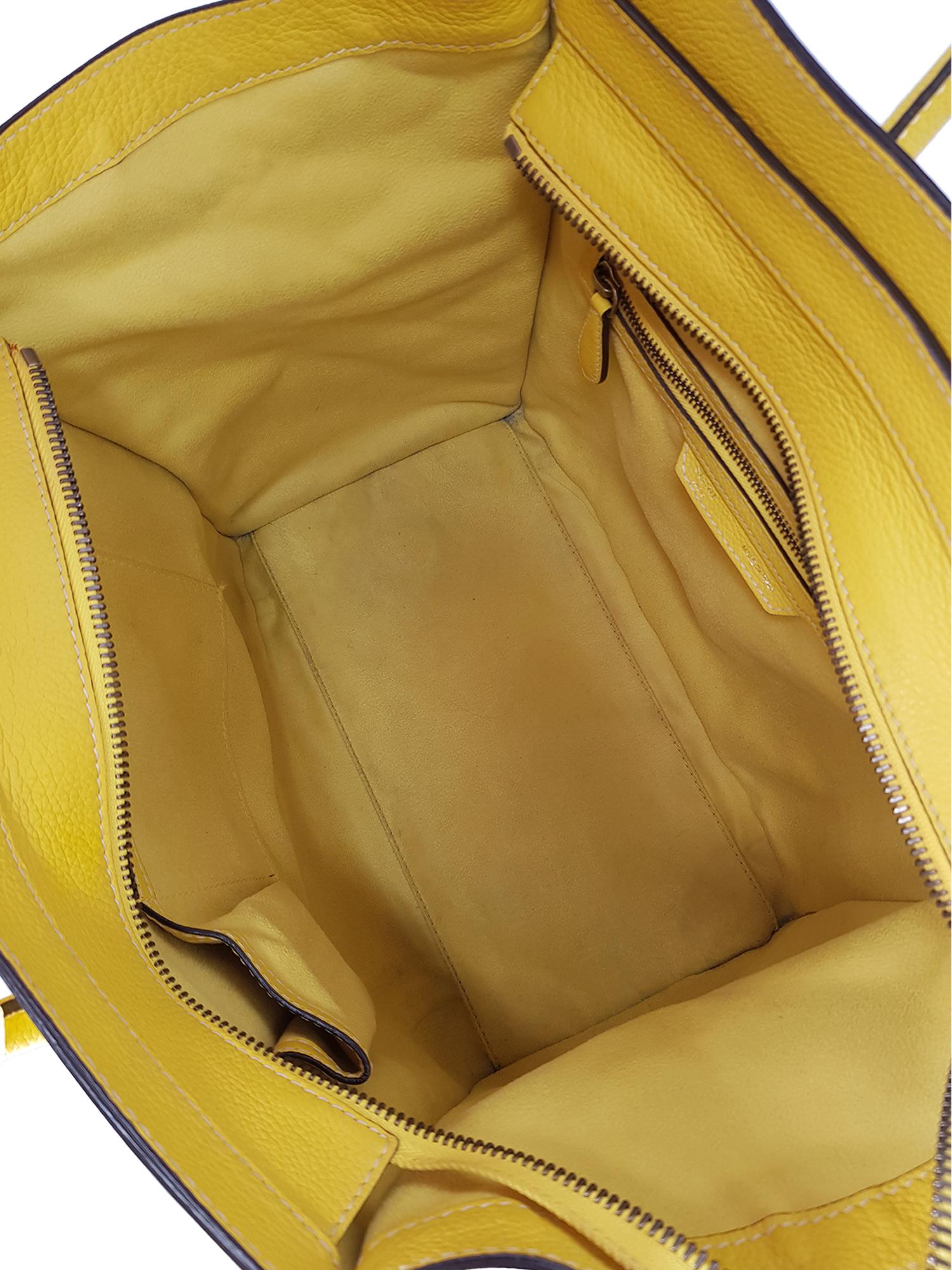 Celine Women's Luggage Yellow Leather In Fair Condition For Sale In Milan, IT
