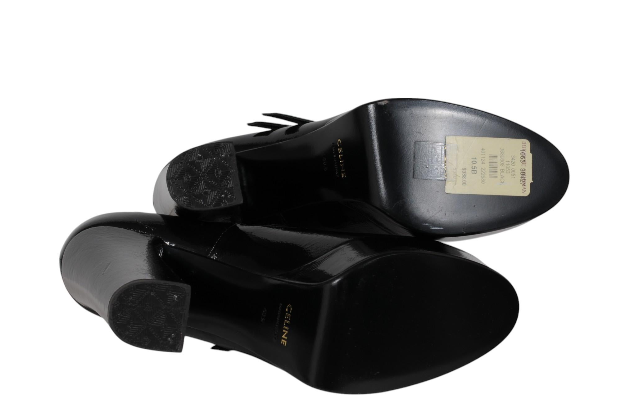 Celine Womens Melody Mary Jane Pumps US 10.5 IT 40.5 Negro charol en venta 7