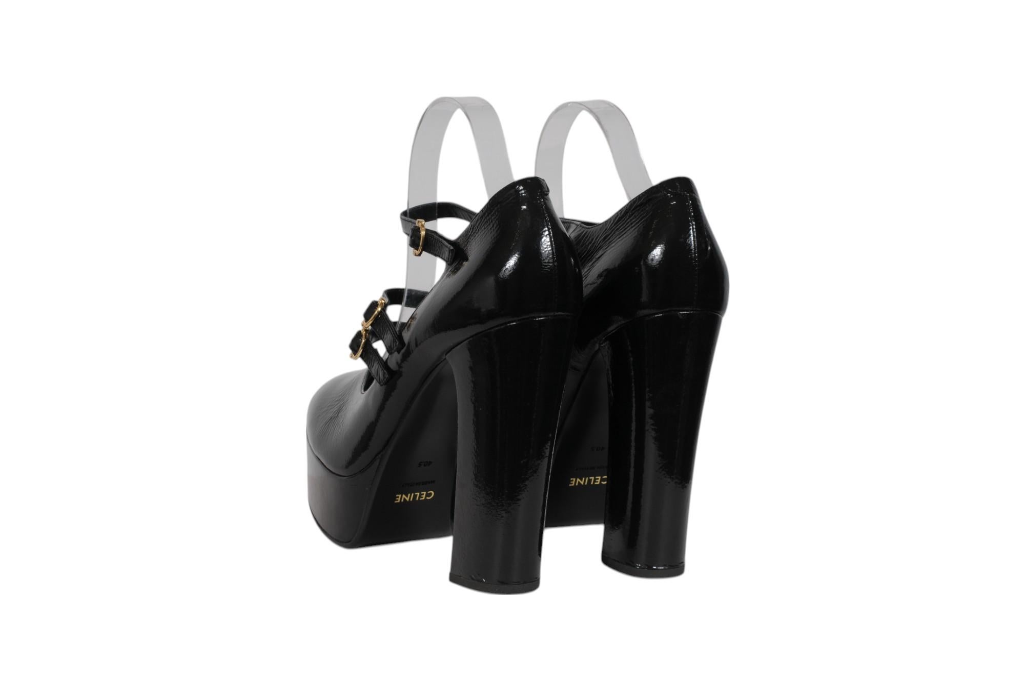 Celine Womens Melody Mary Jane Pumps US 10.5 IT 40.5 Negro charol en venta 1