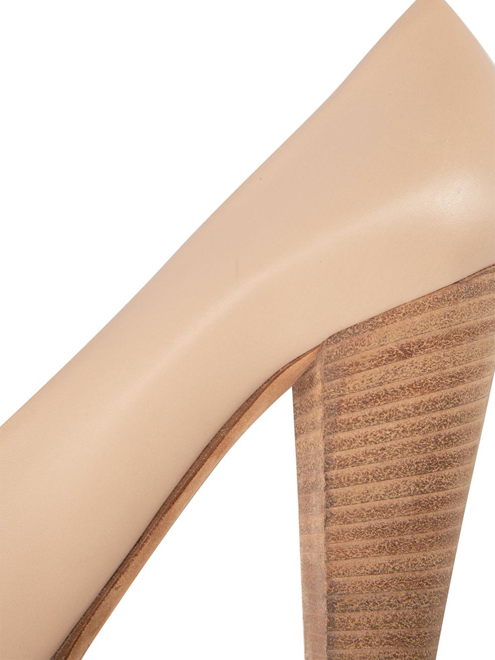 Céline Women's Nude Leather Stacked Heel Pumps For Sale 1