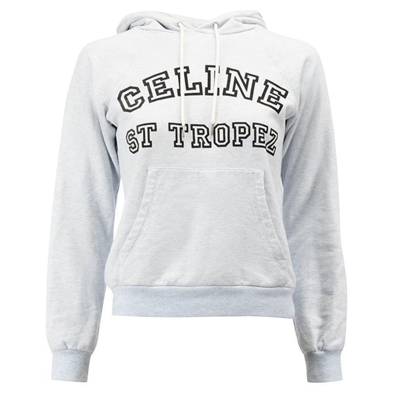Céline Women's Pale Blue Brand Logo Hoodie For Sale at 1stDibs | celine  sweatshirt womens