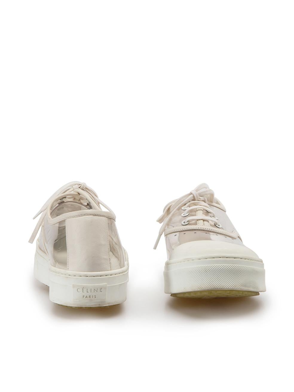 Céline Women's White Transparent PVC Panel Low Trainers In Good Condition For Sale In London, GB