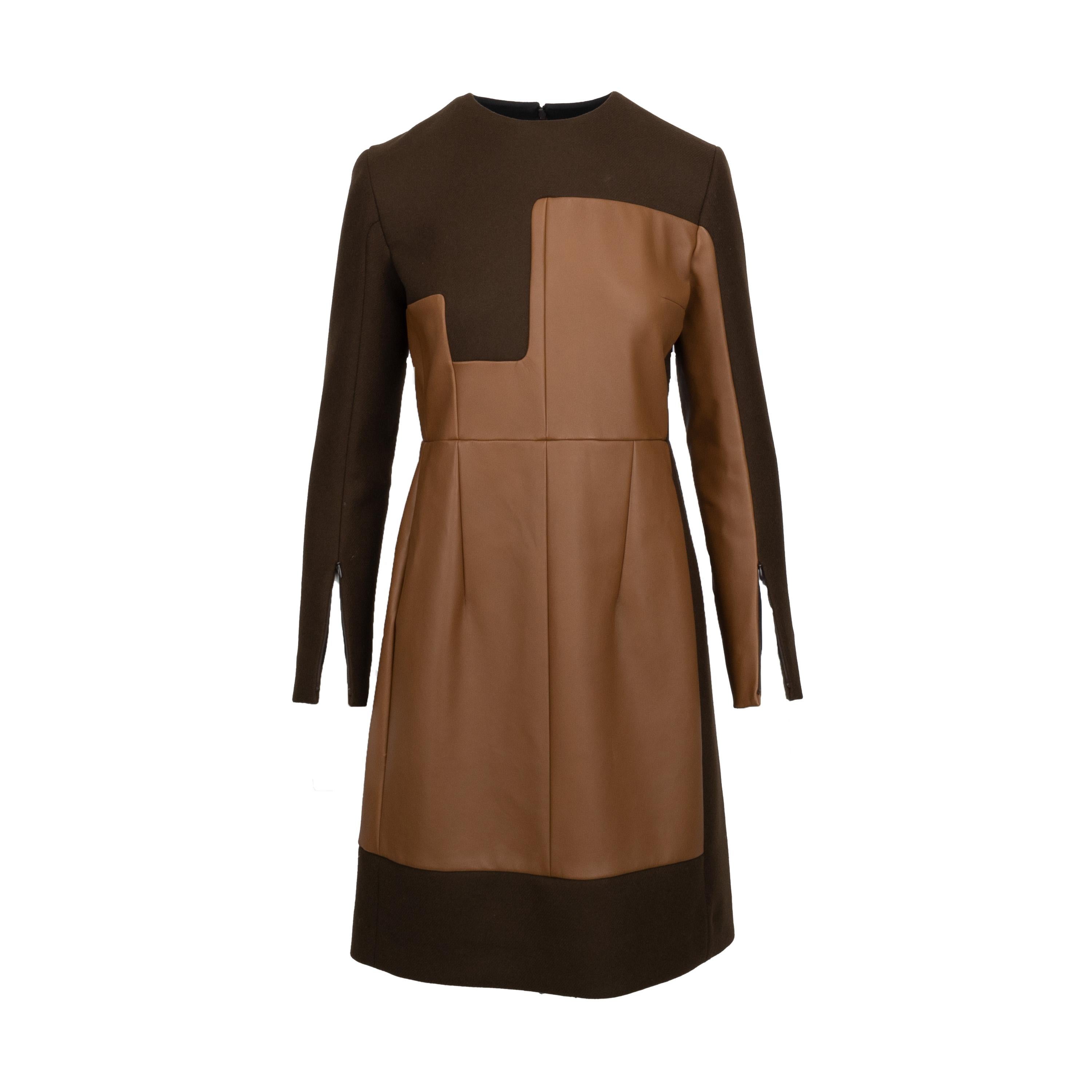 Women's Celine Wool and Leather Dress - '10s For Sale