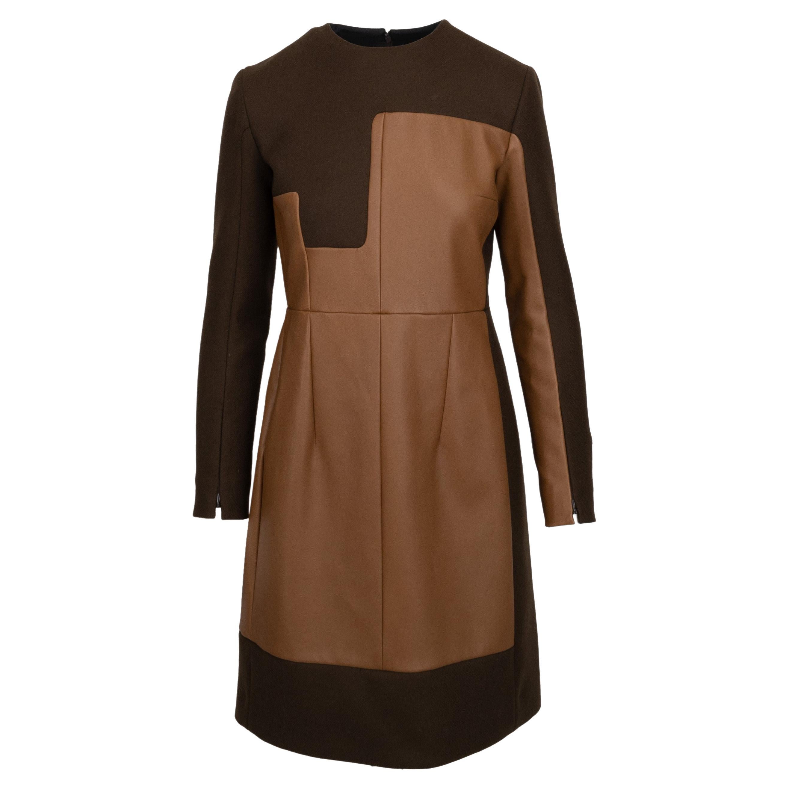 Celine Wool and Leather Dress - '10s For Sale