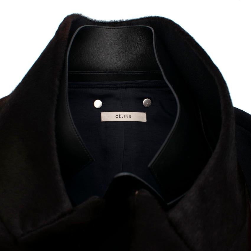 Women's Celine Wool & Cashmere Blend Jacket with Leather & Fur Trim XS 36