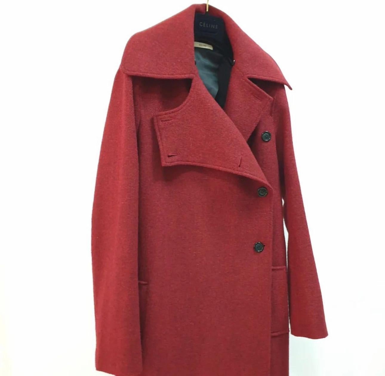 Celine Wool Colorblock Pattern Fur Coat 1