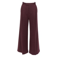 Pantaloni eleganti a gamba larga in lana CELINE, a vita alta con piega stirata, taglia FR34 XS