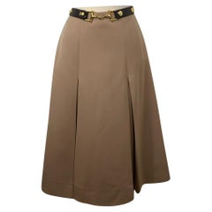 Celine Wool Mid-Length Skirt in Beige