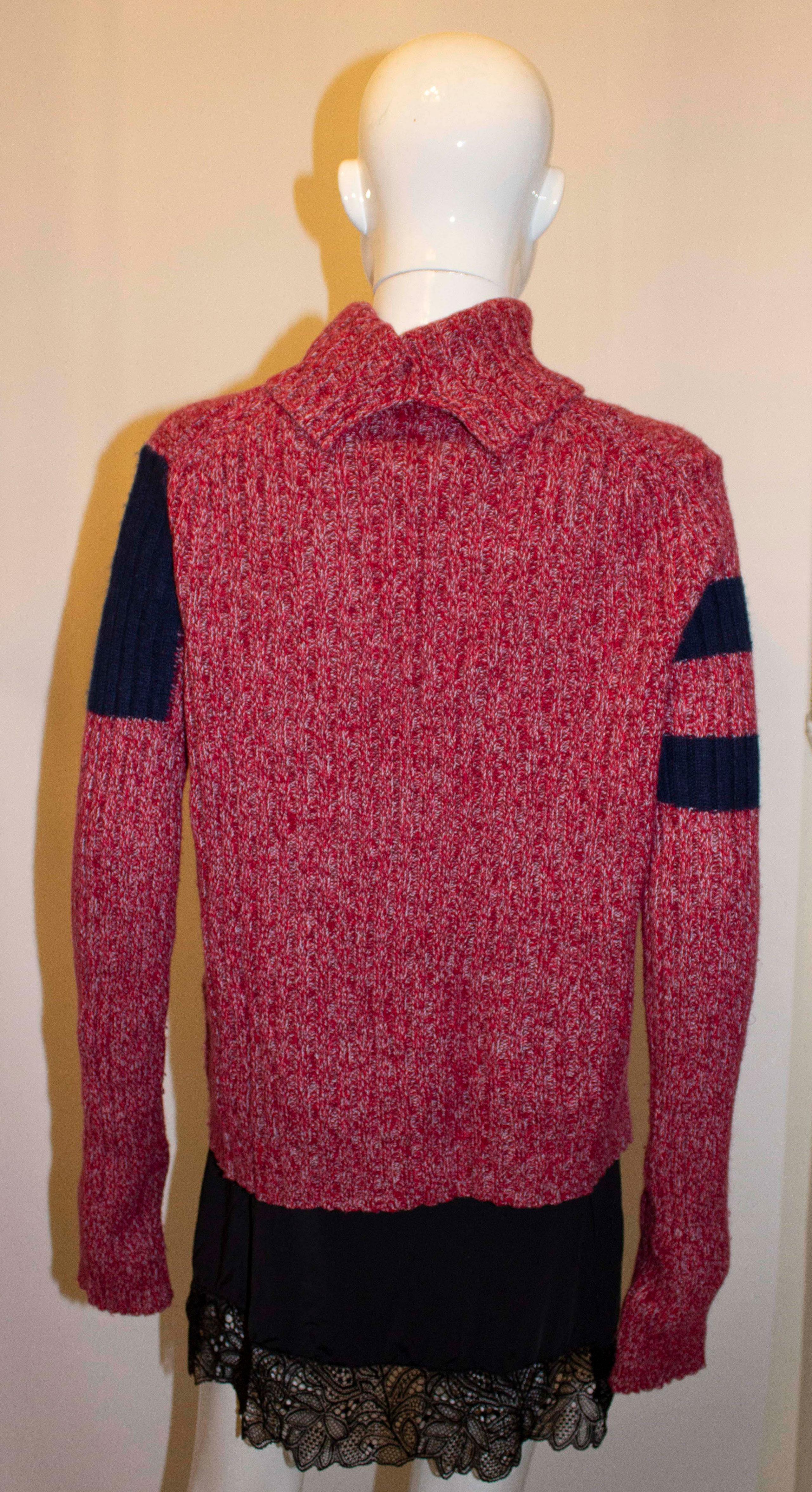 Celine  Wool /Silk Mix Jumper in Red , White and Blue.  In Good Condition For Sale In London, GB