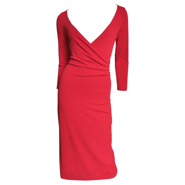 knee length dresses for ladies Olive Ribbed Long Sleeve V-Neck Wrap Midi Dress