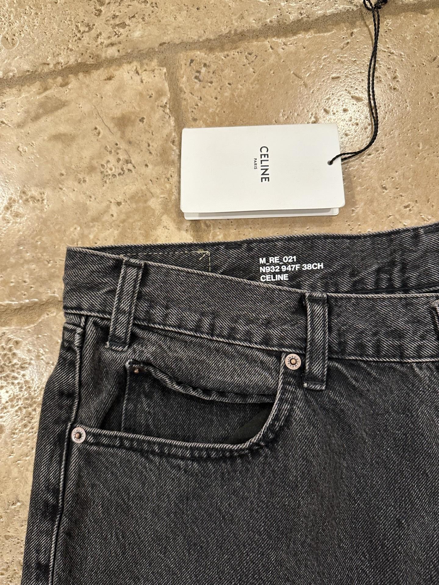 Celine x Hedi Charcoal Gray Wash Welsey Denim Jeans For Sale 2