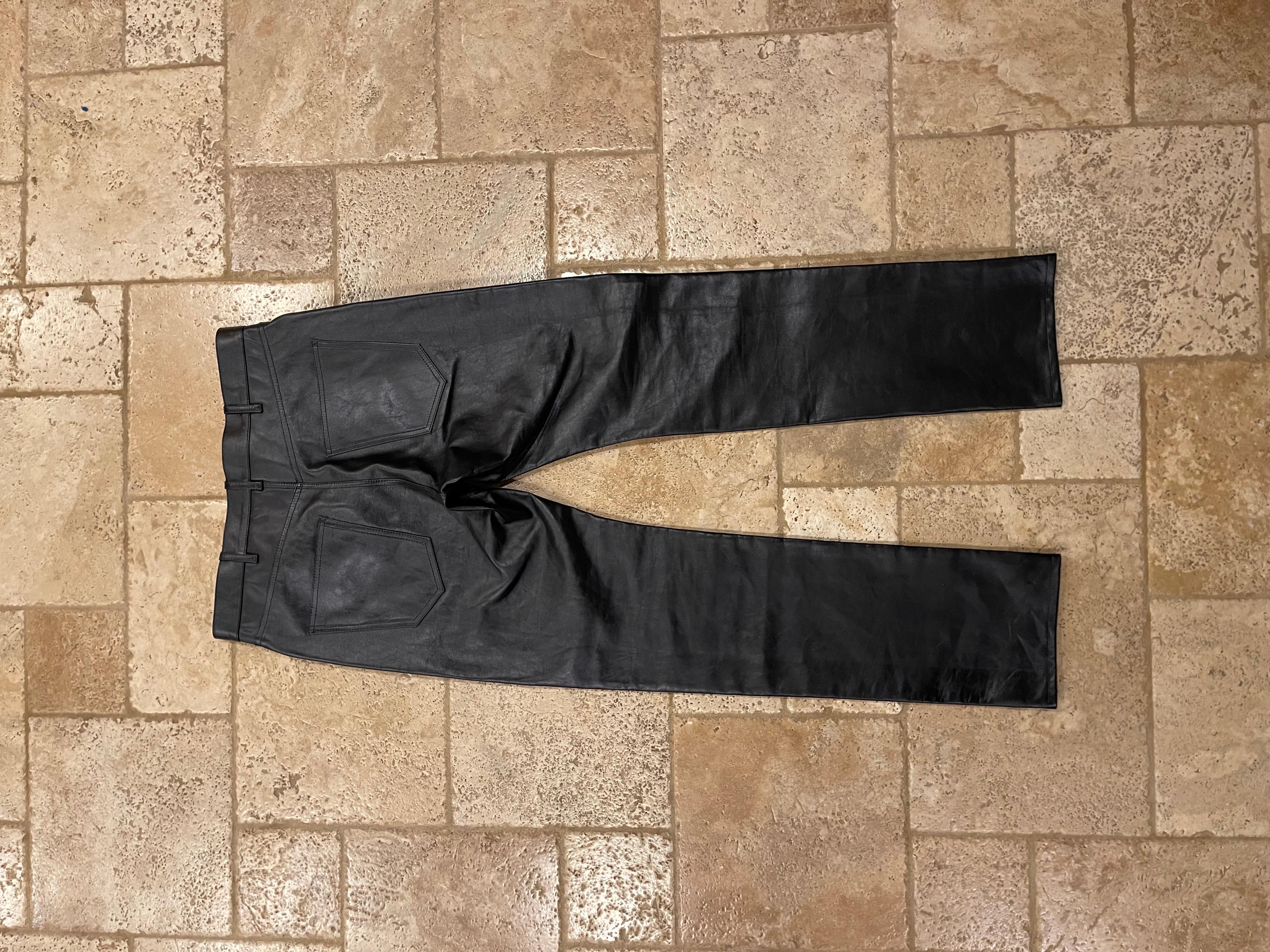 Celine x Hedi Slimane FW19 Black Calfskin Leather Pants size 32 For Sale 6