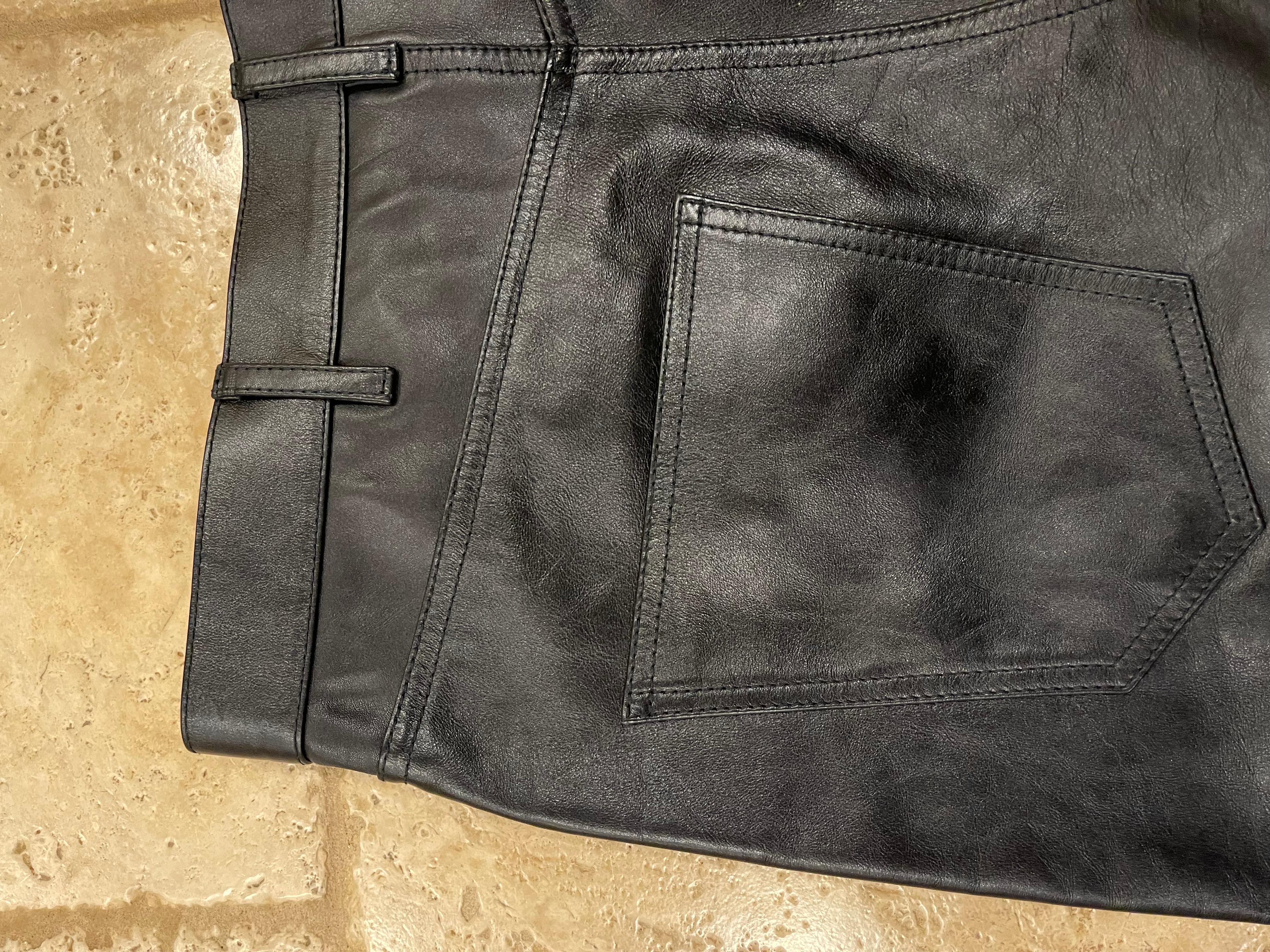 Celine x Hedi Slimane FW19 Black Calfskin Leather Pants size 32 9