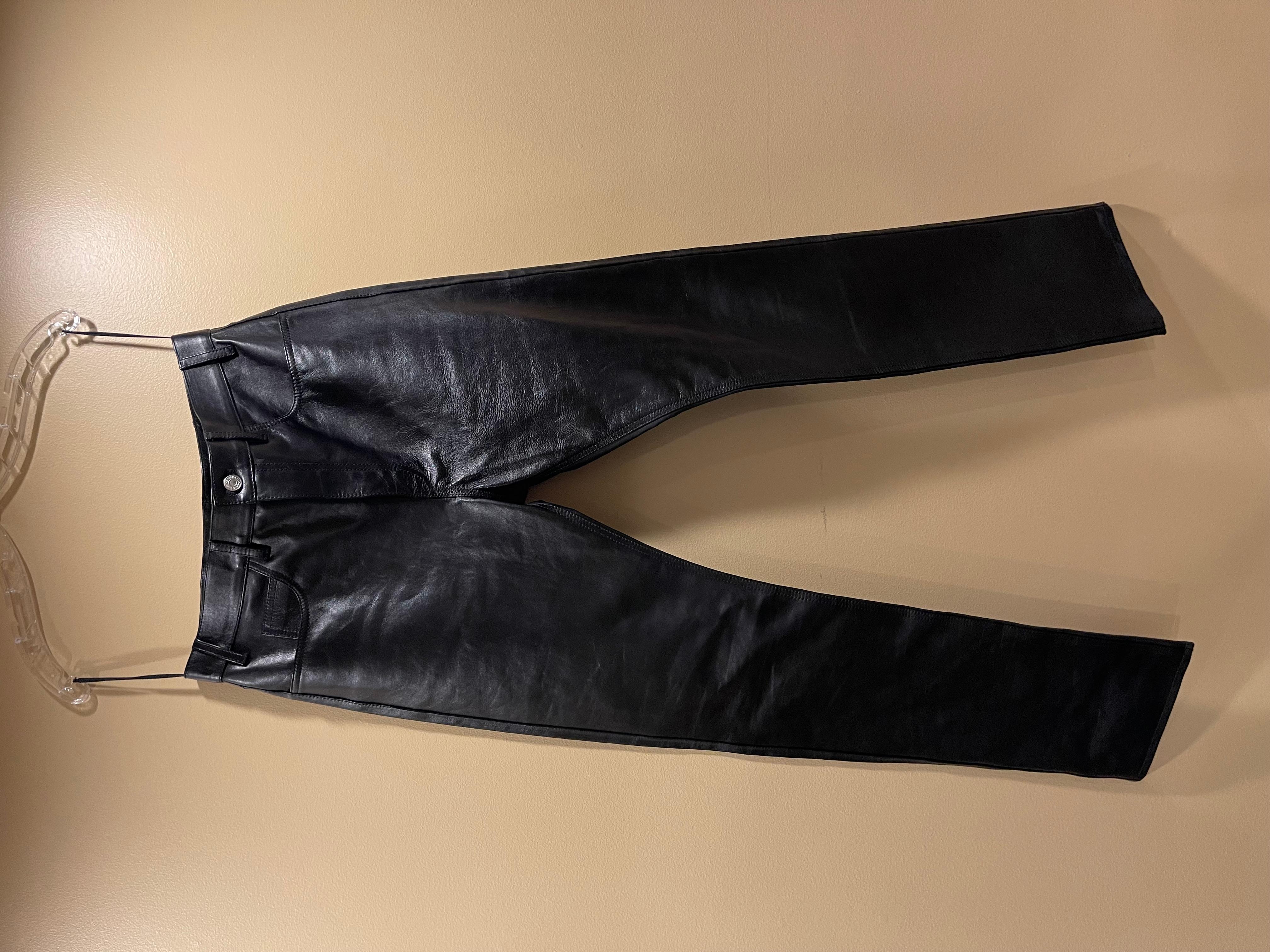 Celine x Hedi Slimane FW19 Black Calfskin Leather Pants size 32 For Sale 10