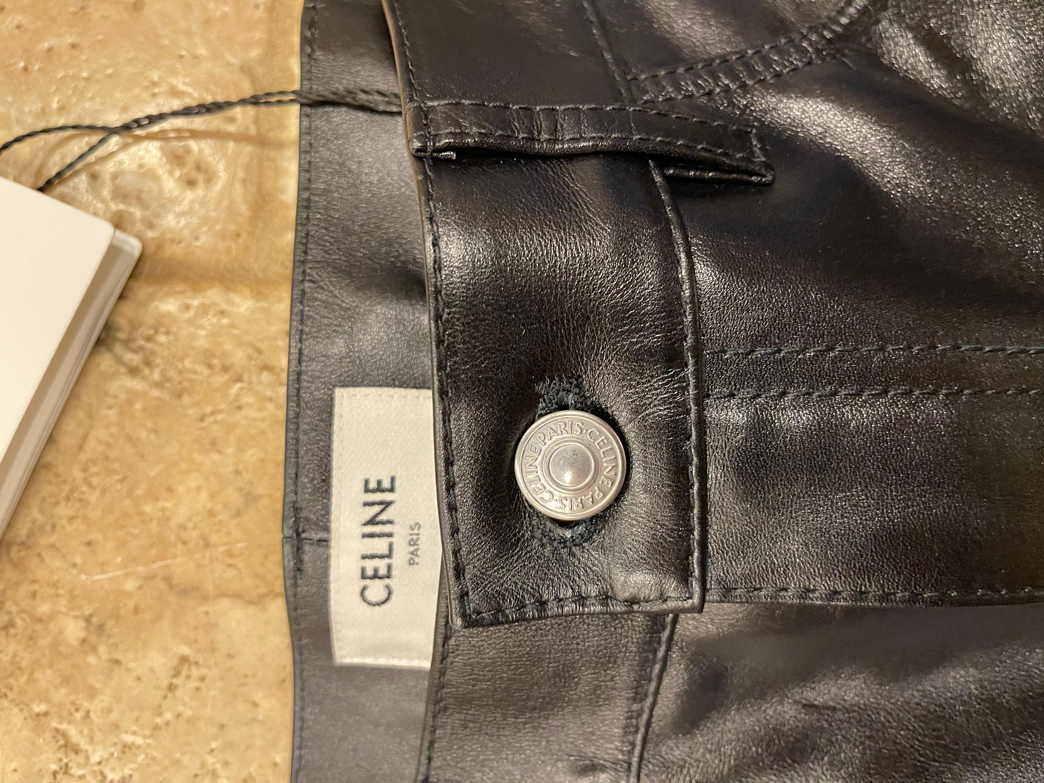 Celine x Hedi Slimane FW19 Black Calfskin Leather Pants size 32 For Sale 1