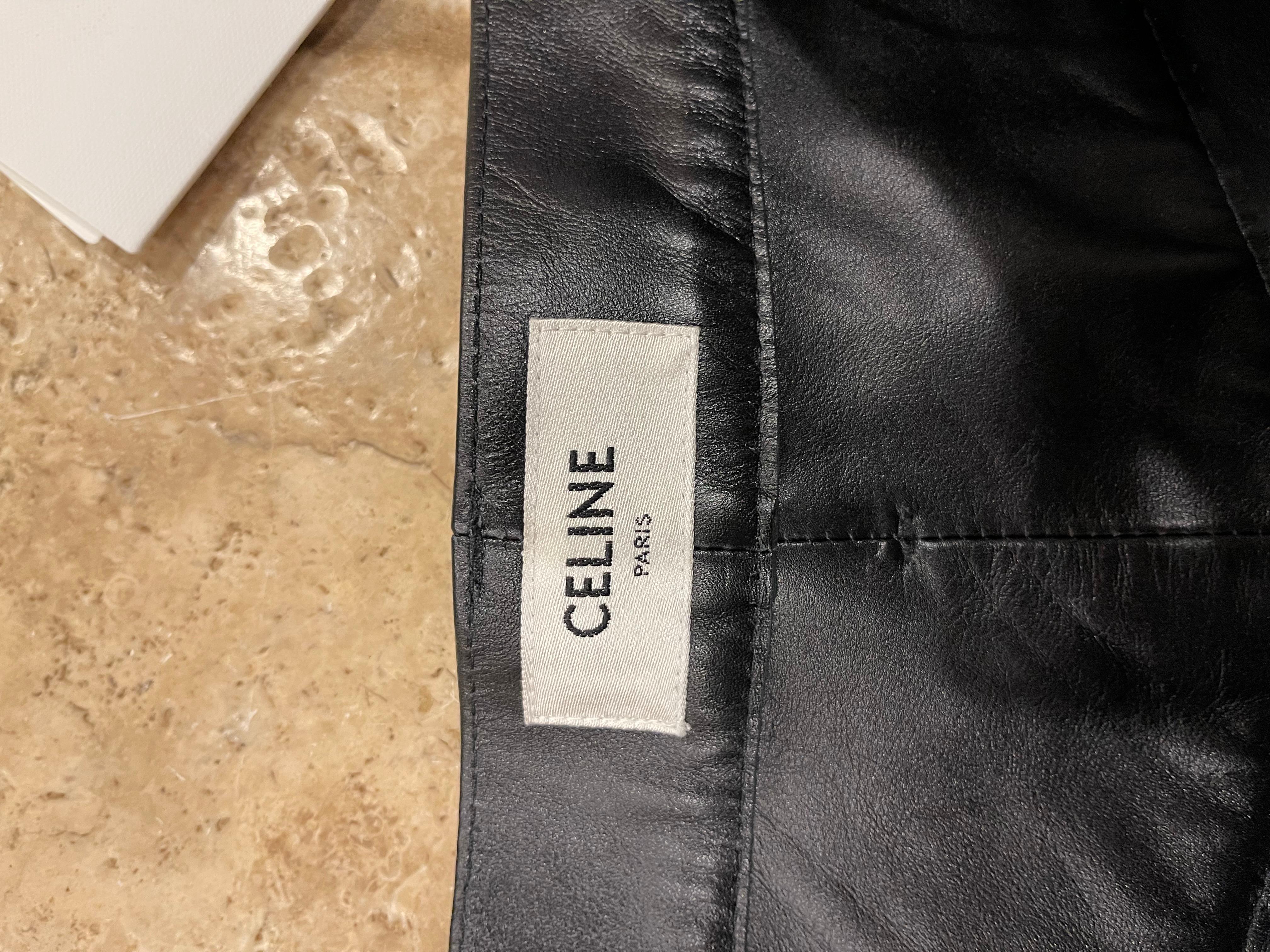 Celine x Hedi Slimane FW19 Black Calfskin Leather Pants size 32 For Sale 2