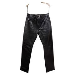 Celine x Hedi Slimane FW19 Black Calfskin Leather Pants size 32