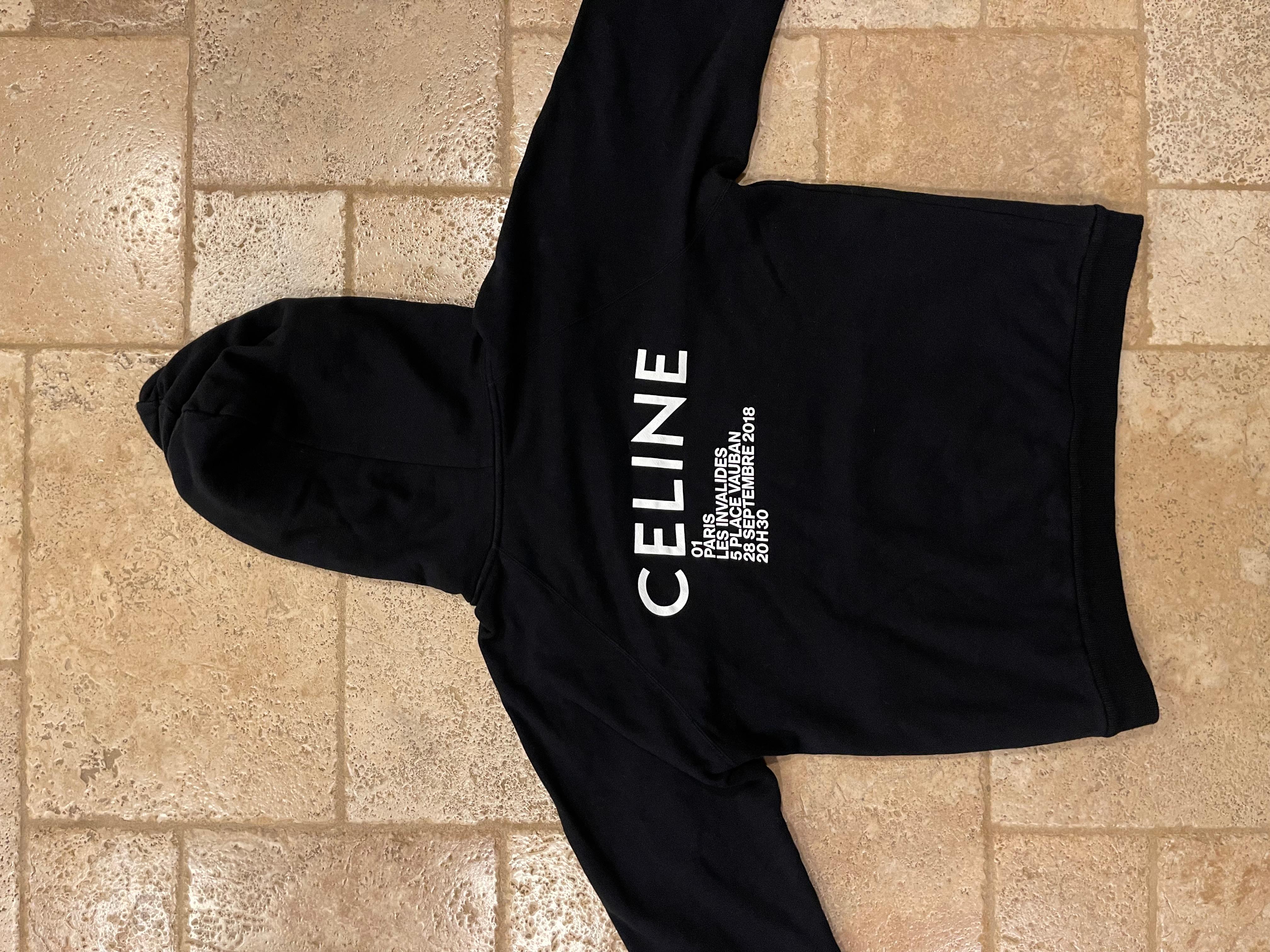 Celine x Hedi Slimane Paris Invitation Logo Black Hoodie 1