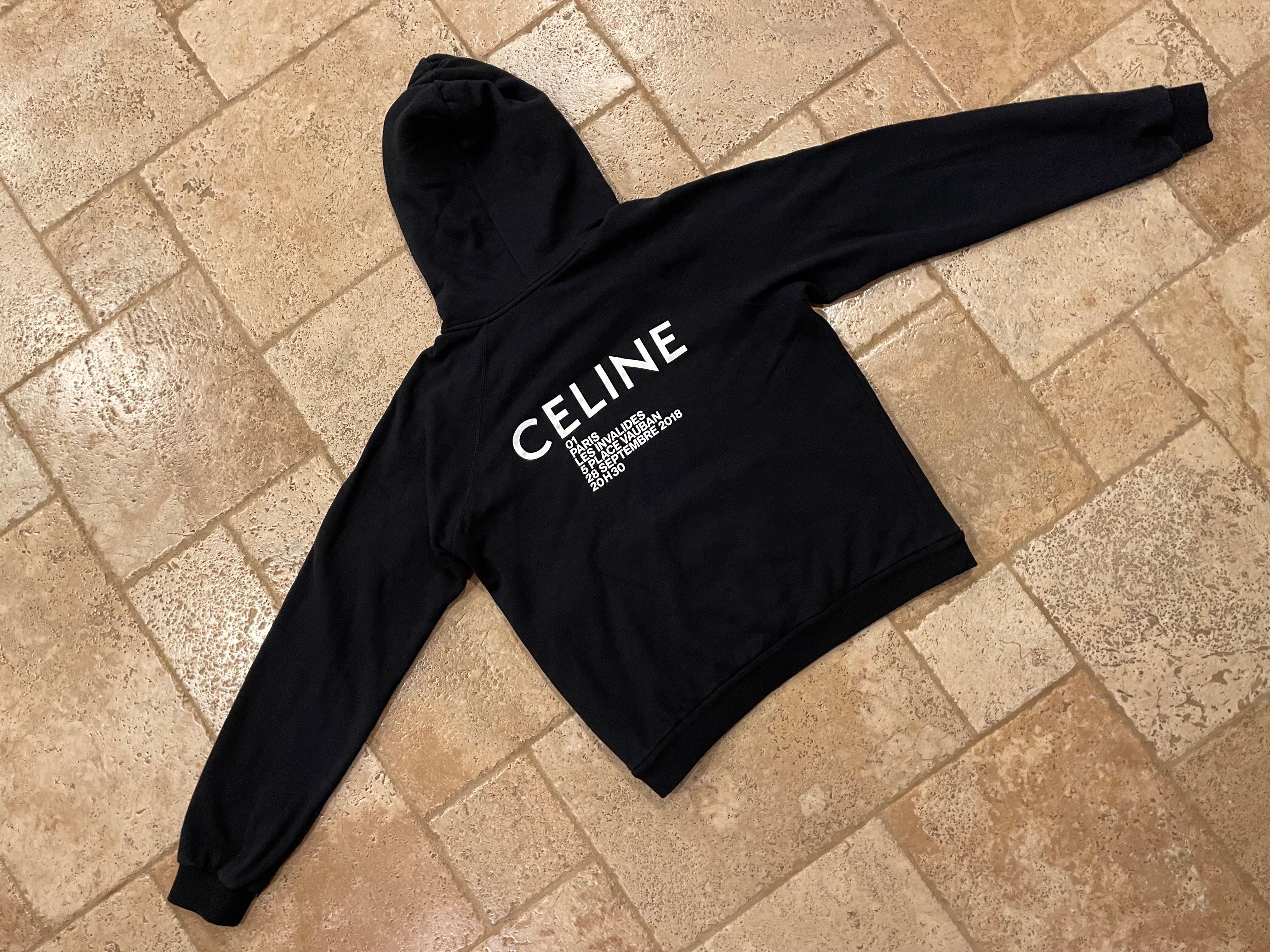 Celine x Hedi Slimane Paris Invitation Logo Black Hoodie 3