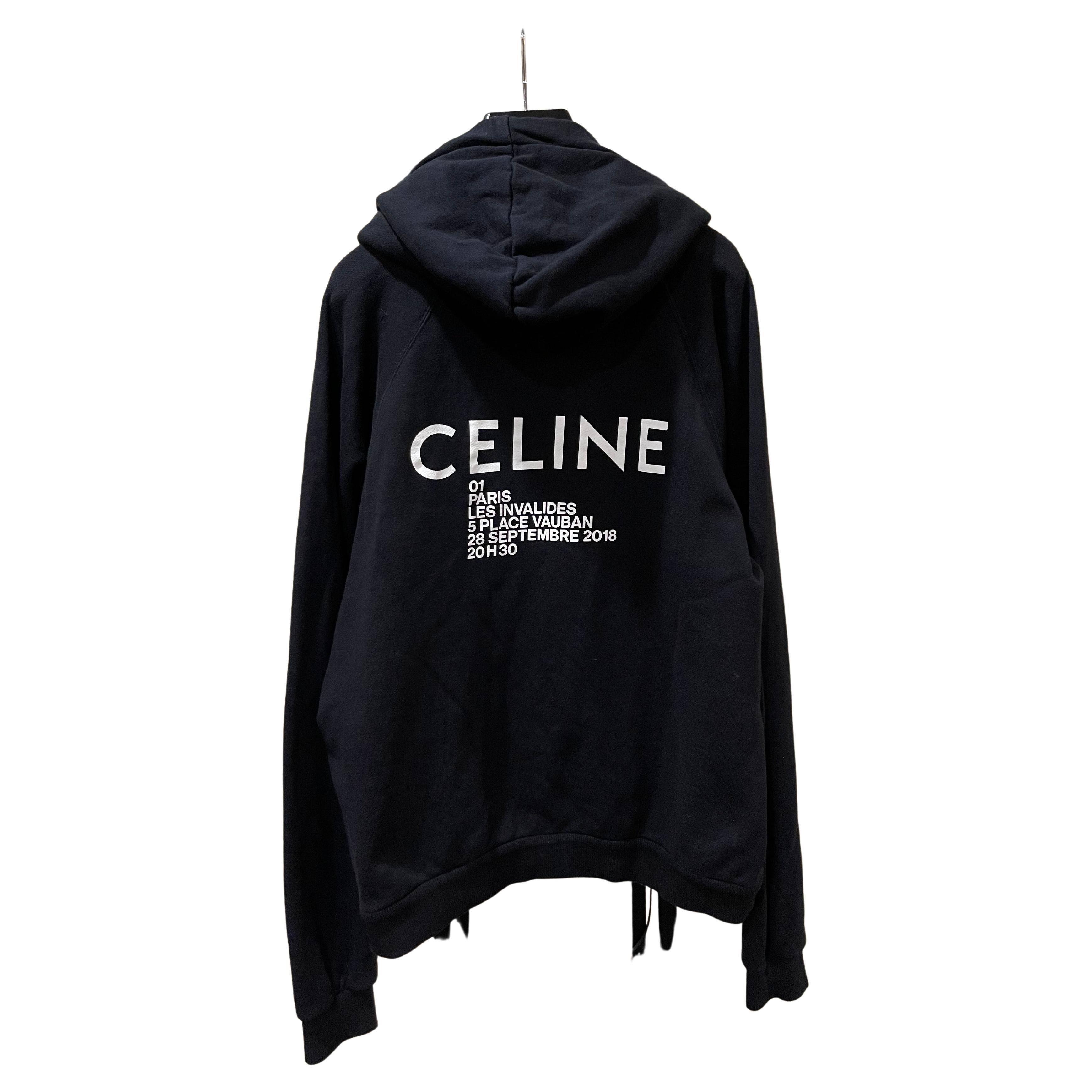 Celine x Hedi Slimane Paris Invitation Logo Black Hoodie