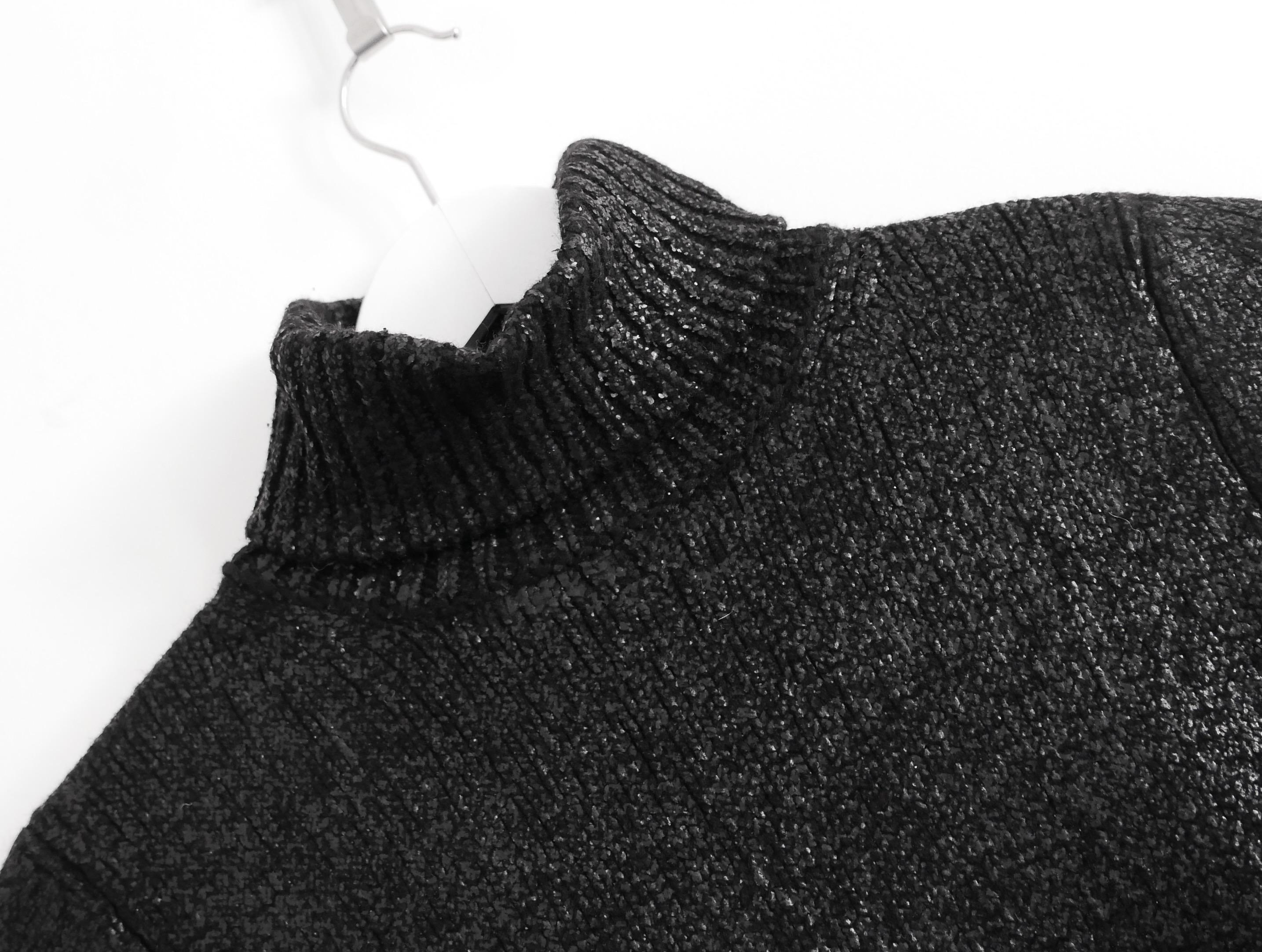 Fabulous archival Celine cashmere mix jumper - from pre Philo times when Michael Kors was at the label. Worn once. Made from soft black cashmere and wool with a glossy painted metallic finish. It has a ribbed turtleneck, curved hem and a slim cut.