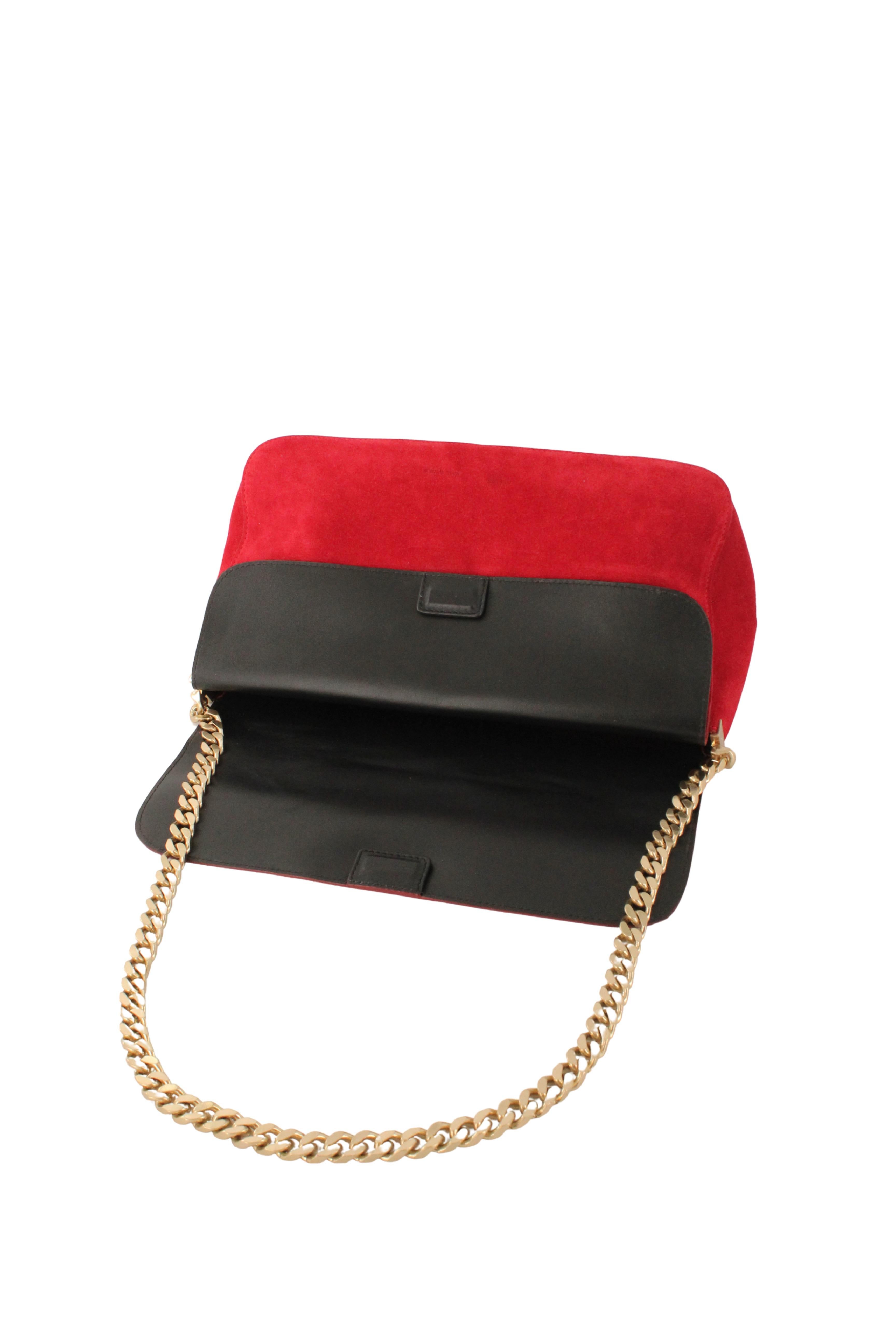 Celine x Phoebe Philo Resort 2012 Suede Hobo Gourmette Bag Gold Chain Strap en vente 6