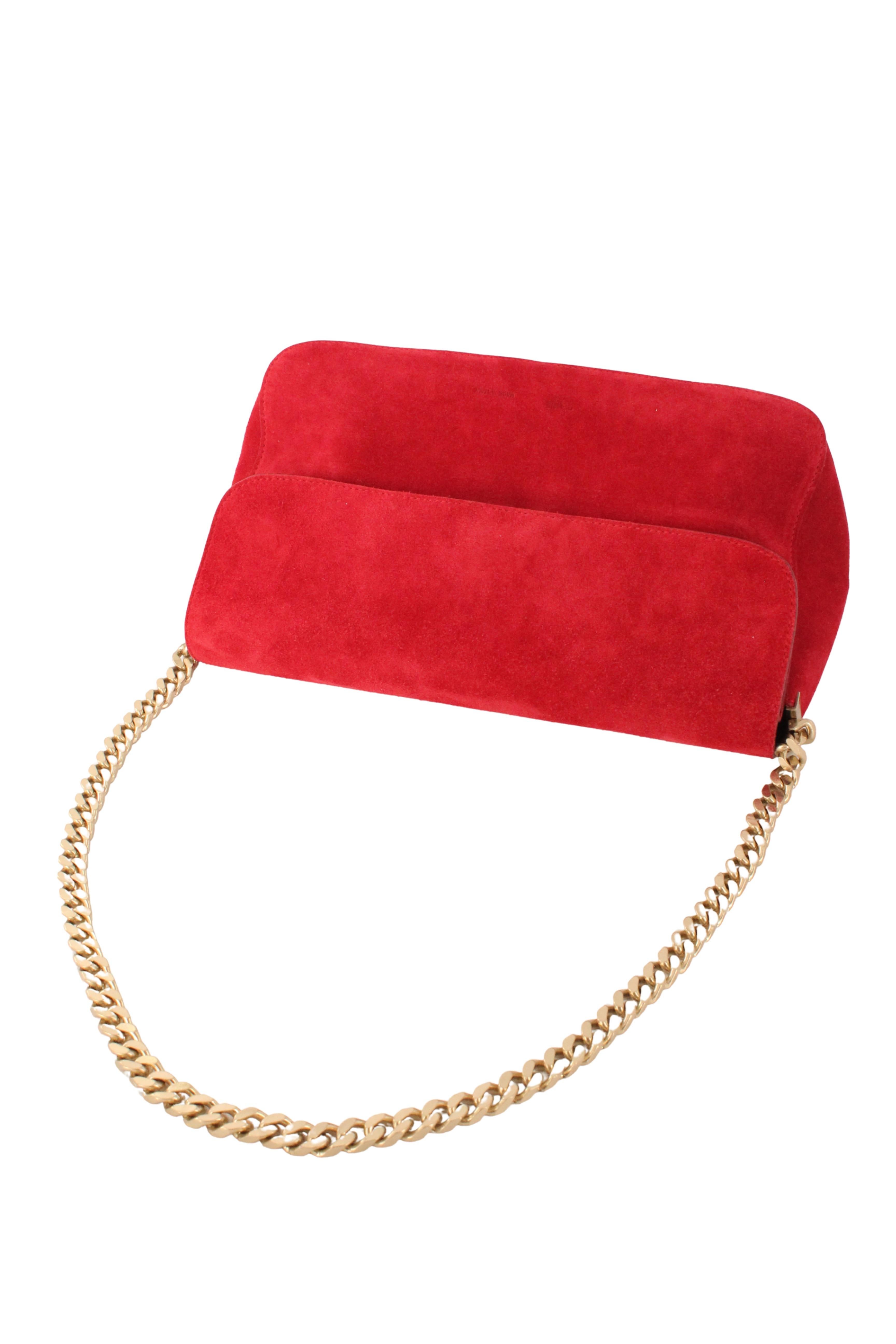 Celine x Phoebe Philo Resort 2012 Suede Hobo Gourmette Bag Gold Chain Strap en vente 8