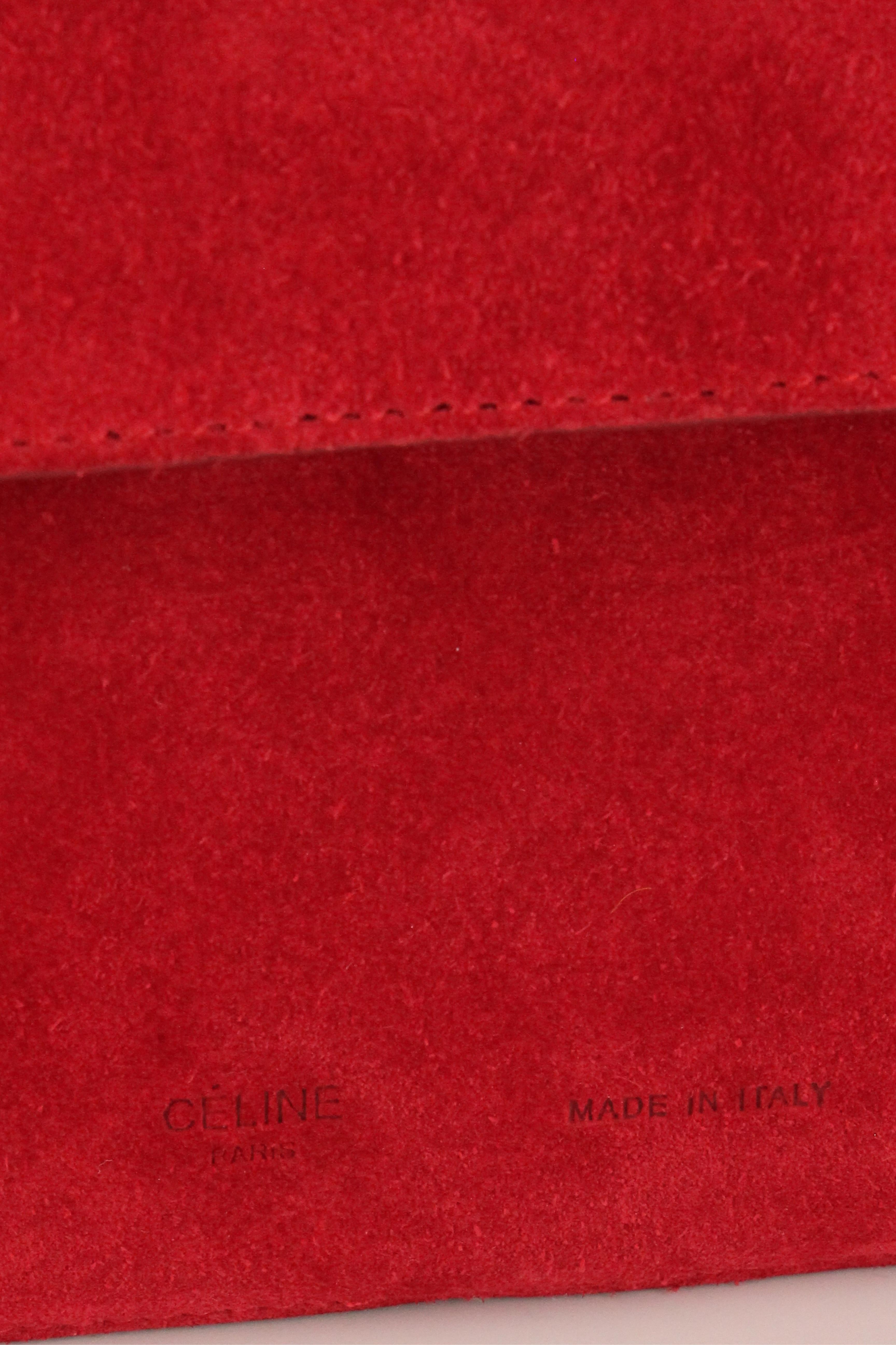 Rouge Celine x Phoebe Philo Resort 2012 Suede Hobo Gourmette Bag Gold Chain Strap en vente