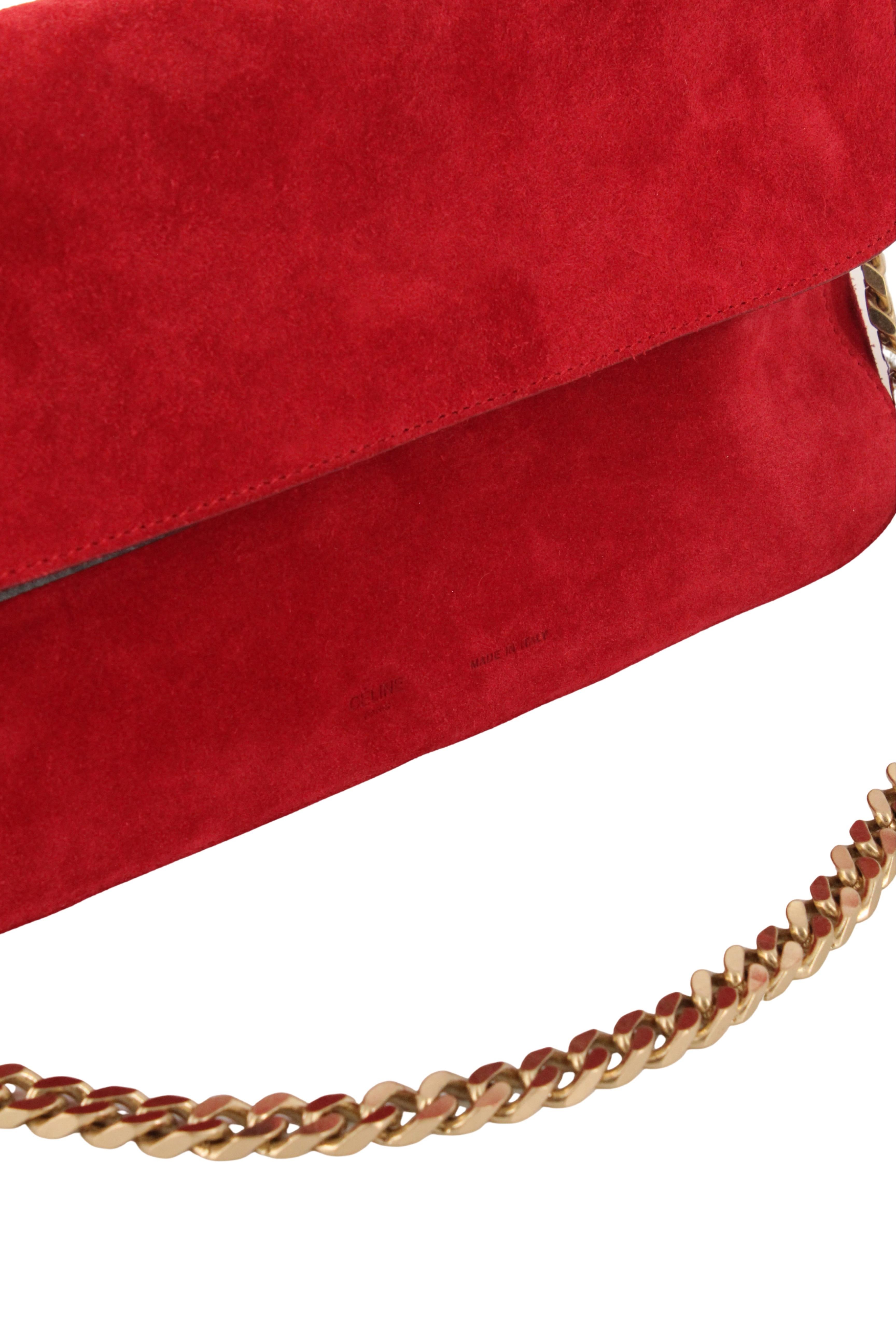 Celine x Phoebe Philo Resort 2012 Suede Hobo Gourmette Bag Gold Chain Strap en vente 1