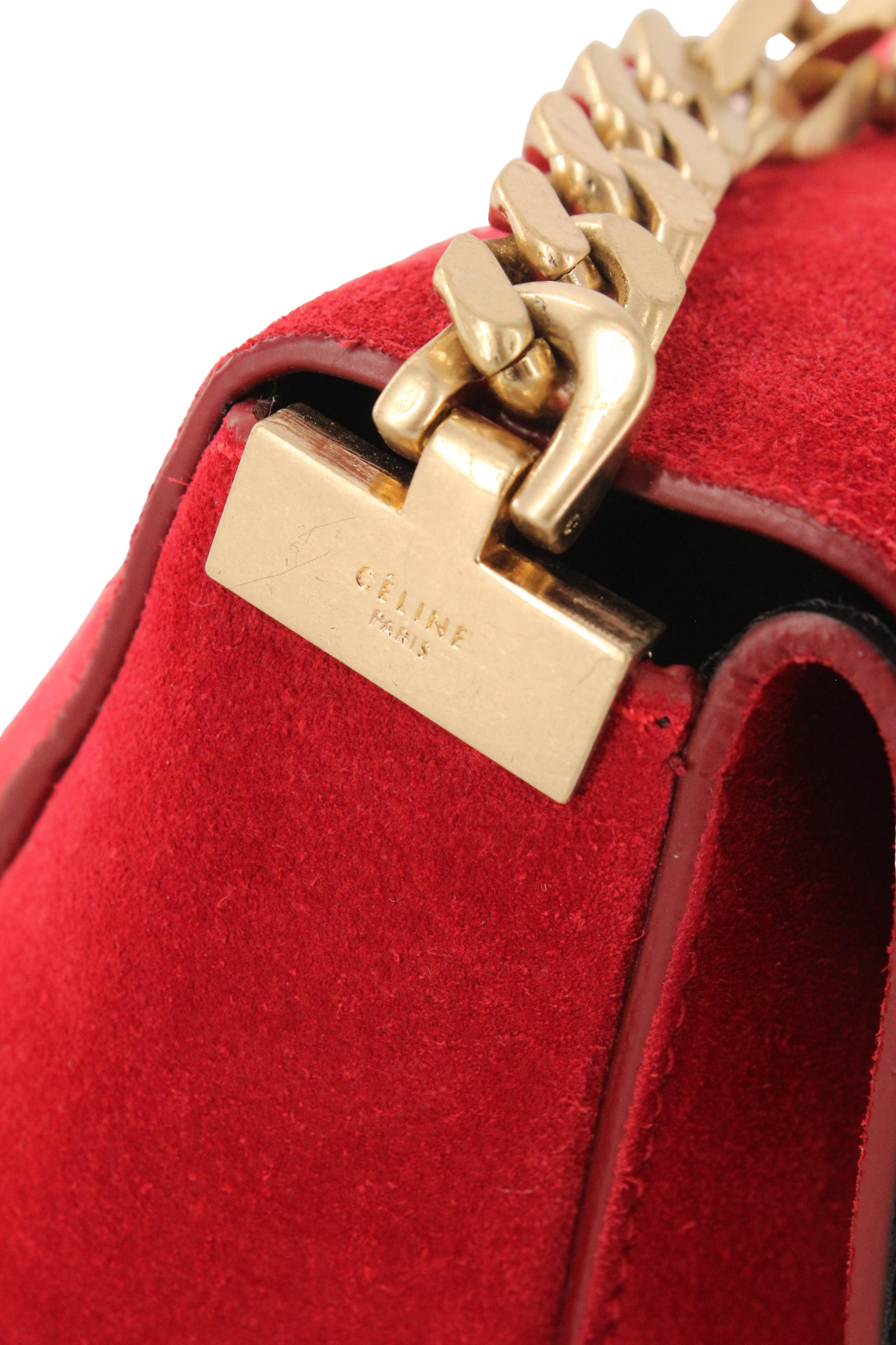 Celine x Phoebe Philo Resort 2012 Suede Hobo Gourmette Bag Gold Chain Strap en vente 2