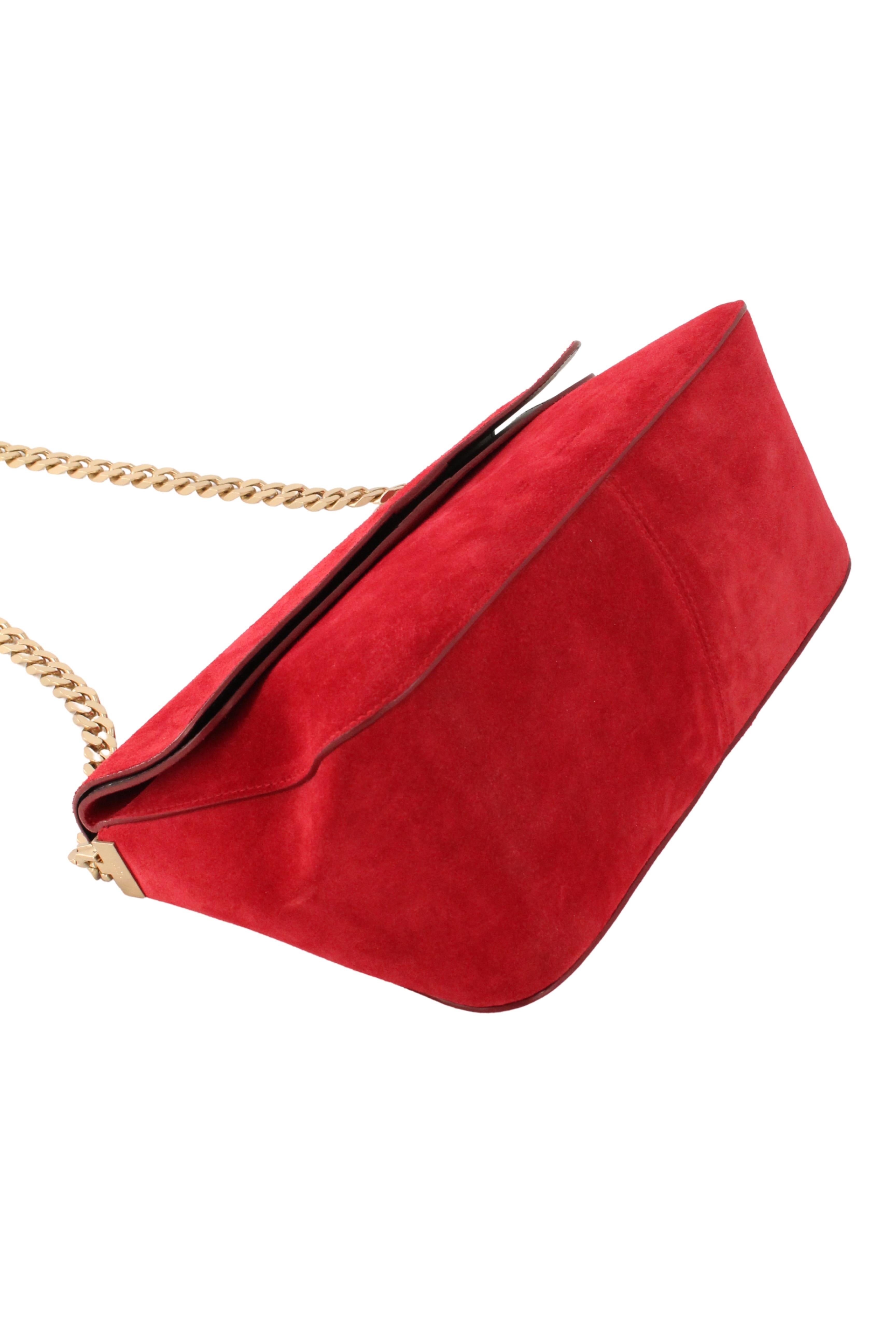 Celine x Phoebe Philo Resort 2012 Suede Hobo Gourmette Bag Gold Chain Strap en vente 4