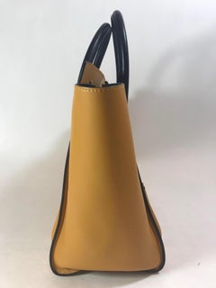 Celine Yellow and Black Handle Leather Mini Luggage Tote