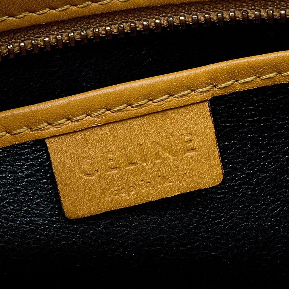 Women's Celine Yellow/Black Leather Nano Luggage Tote