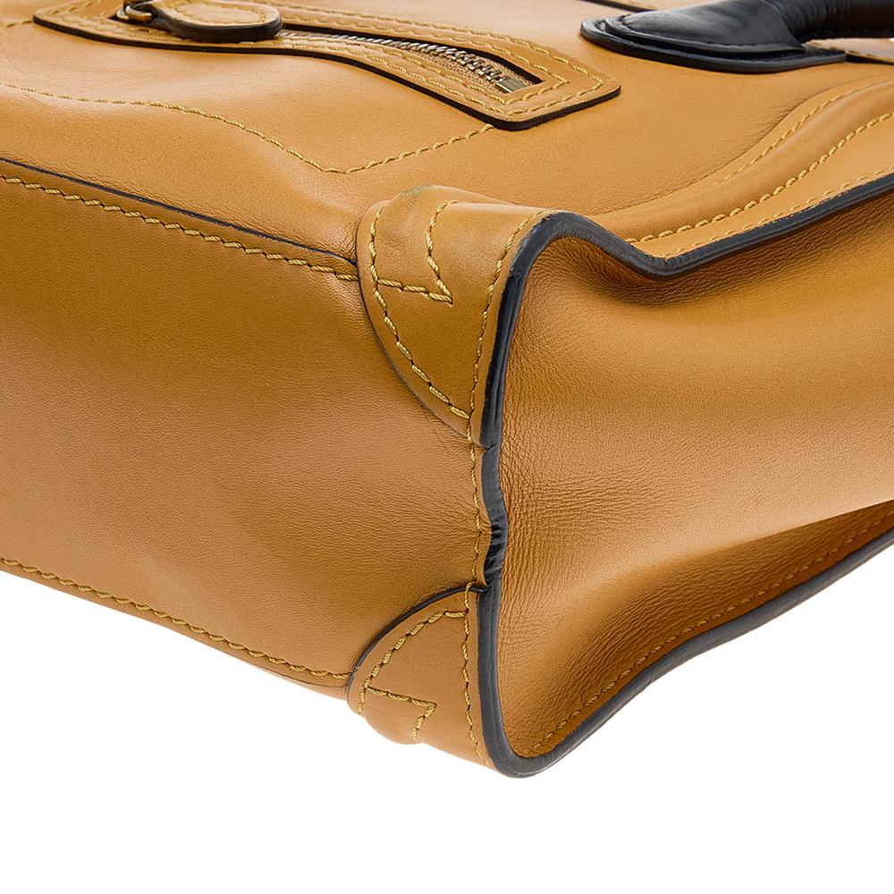 Celine Yellow/Black Leather Nano Luggage Tote 2