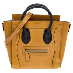 Celine Yellow/Black Leather Nano Luggage Tote