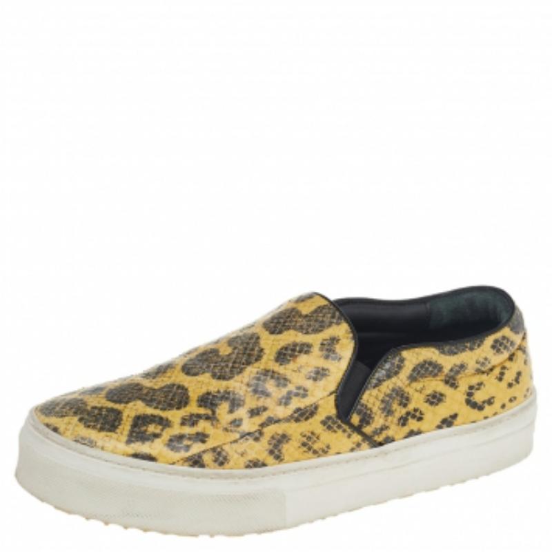 De las mujeres Zapatillas slip on de piel de serpiente amarilla/negra Celine talla 37 en venta