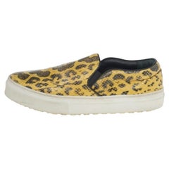 Celine Yellow/Black Snakeskin Leather Slip On Sneakers Size 37