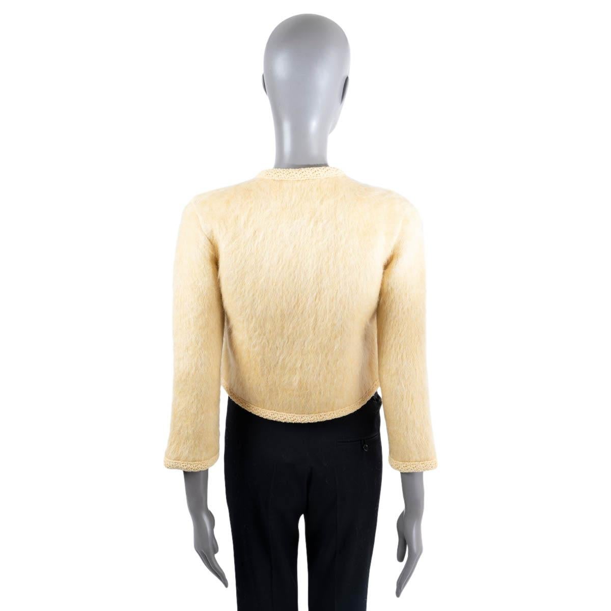 CELINE yellow blue white brushed mohair 2022 CHASSEUR Jacket XS For Sale 2