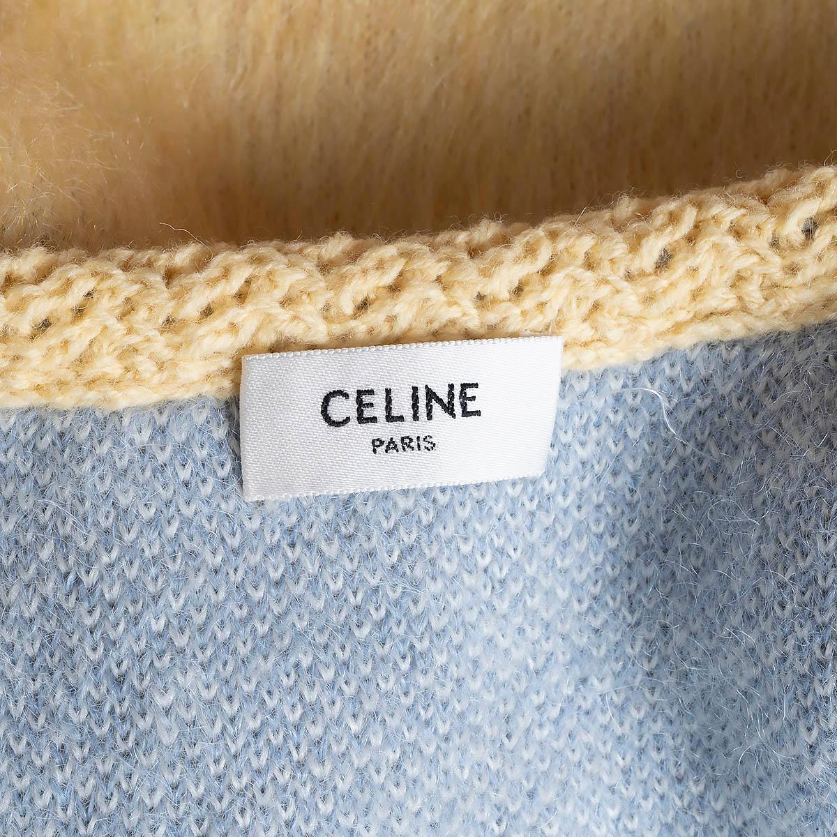 CELINE yellow blue white brushed mohair 2022 CHASSEUR Jacket XS For Sale 5